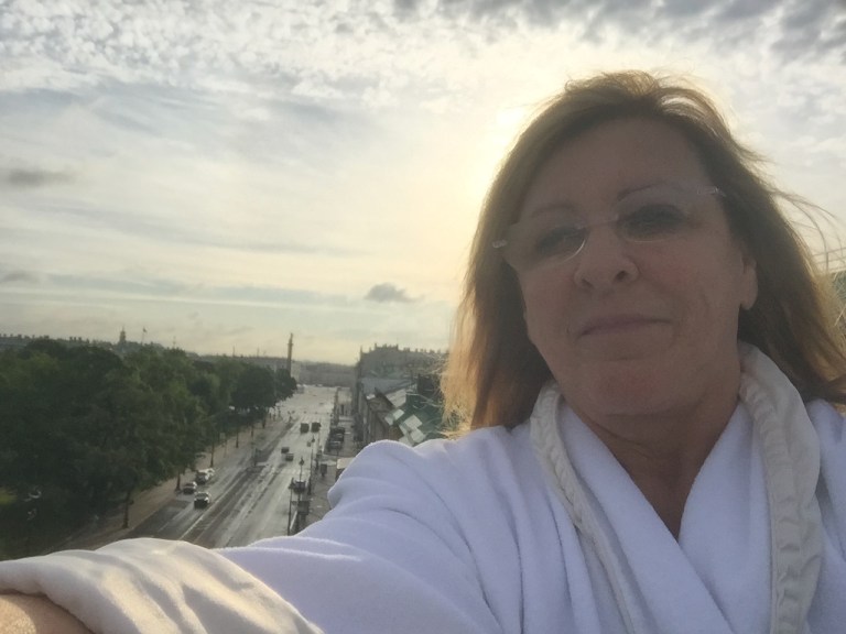 Selfie on balcony St. Petersburg first morning